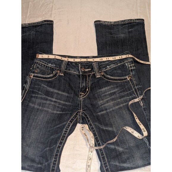 Miss Me Jeans Womens 28 Blue Bootcut Mid Rise Embroidered Denim JP5010B - Picture 12 of 16